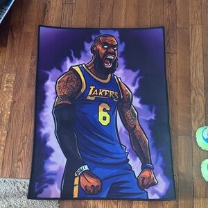 Lakers Basketball Player Art Rug